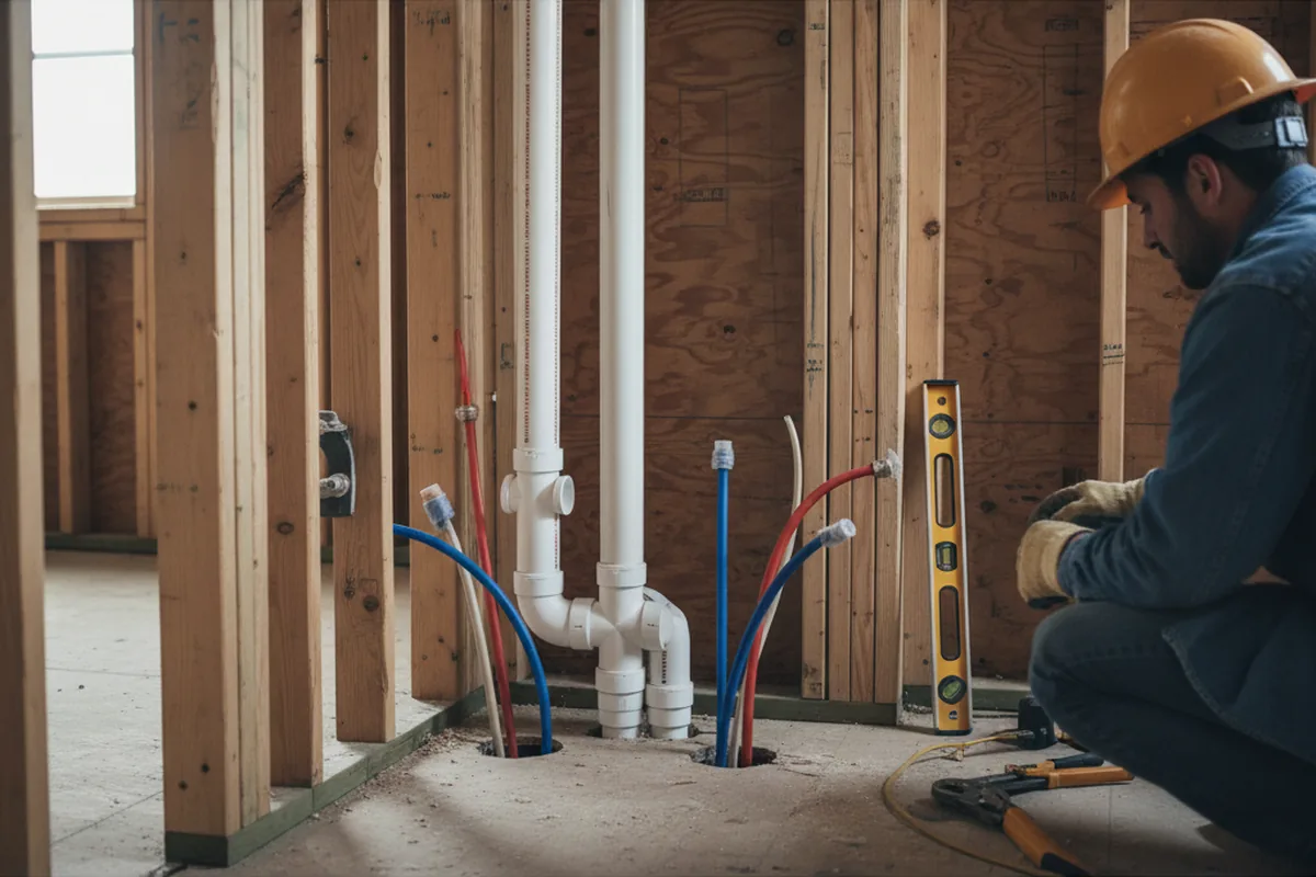 Drain and supply rough-in during Leak Detection in Montreat